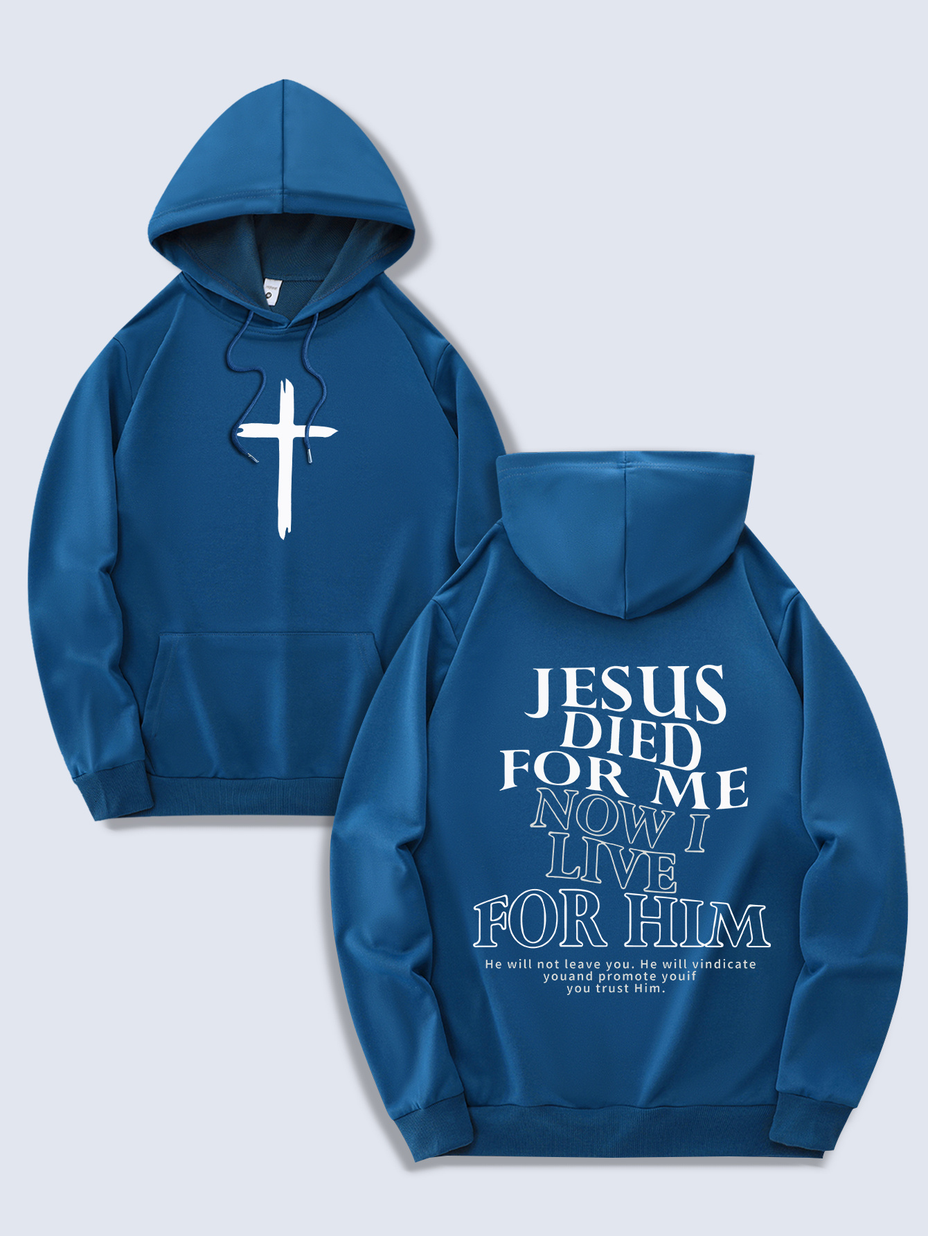 Men's Fashion Religious Graphic Hoodies - Casual Knit Fabric Polyester Drawstring Sweatshirt with Kangaroo Pocket - Jesus Christ Themed Print, Re