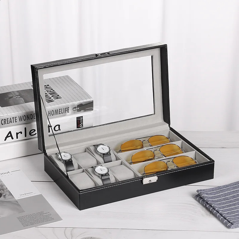 DELESYS Multifunctional Watch Jewelry Sunglasses Earrings Storage Case Female Jewelry Storage Box With Lock Display Box 241024