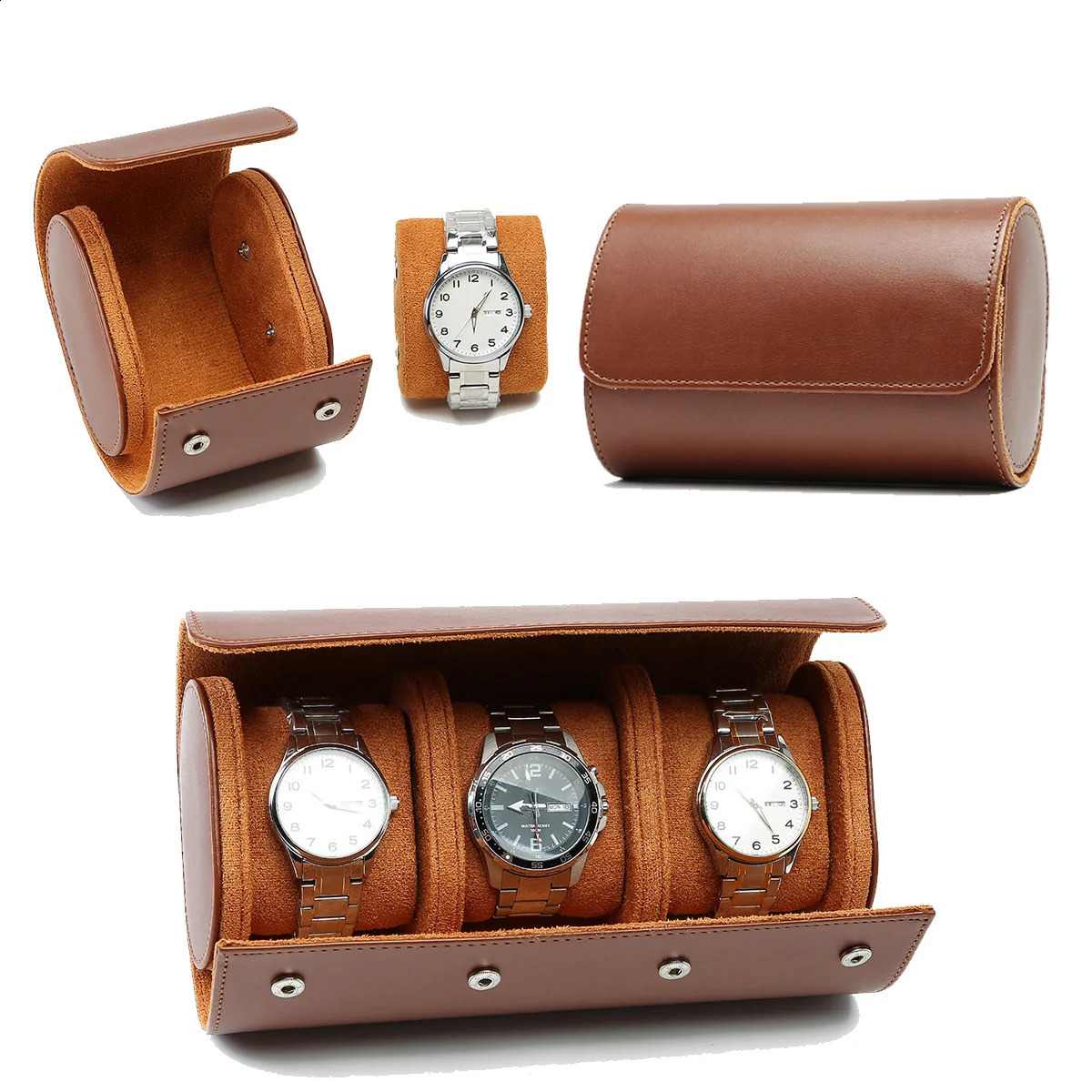 Watch Roll Travel Case 1/2/3-Slot Portable Vintage Leather Watch Display Case Storage Box Watch Organizers Men Christmas Gift 241024