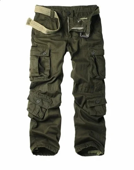Autumn Korean style washed wine red cotton coat mens casual loose multi pocket mens cargo pants 28-42 241021
