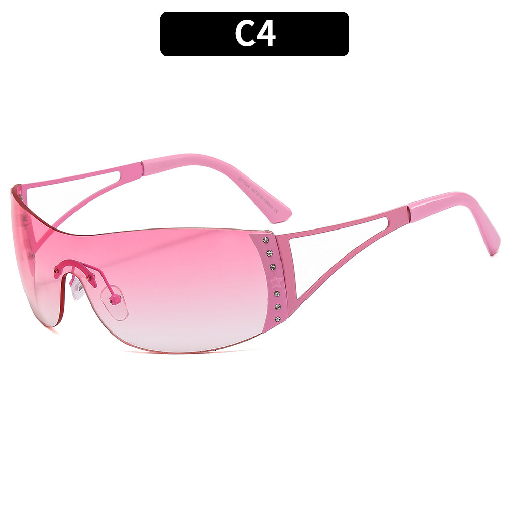 one-piece diamond inlaid millennium vintage spicy girl sunglasses, futuristic glasses
