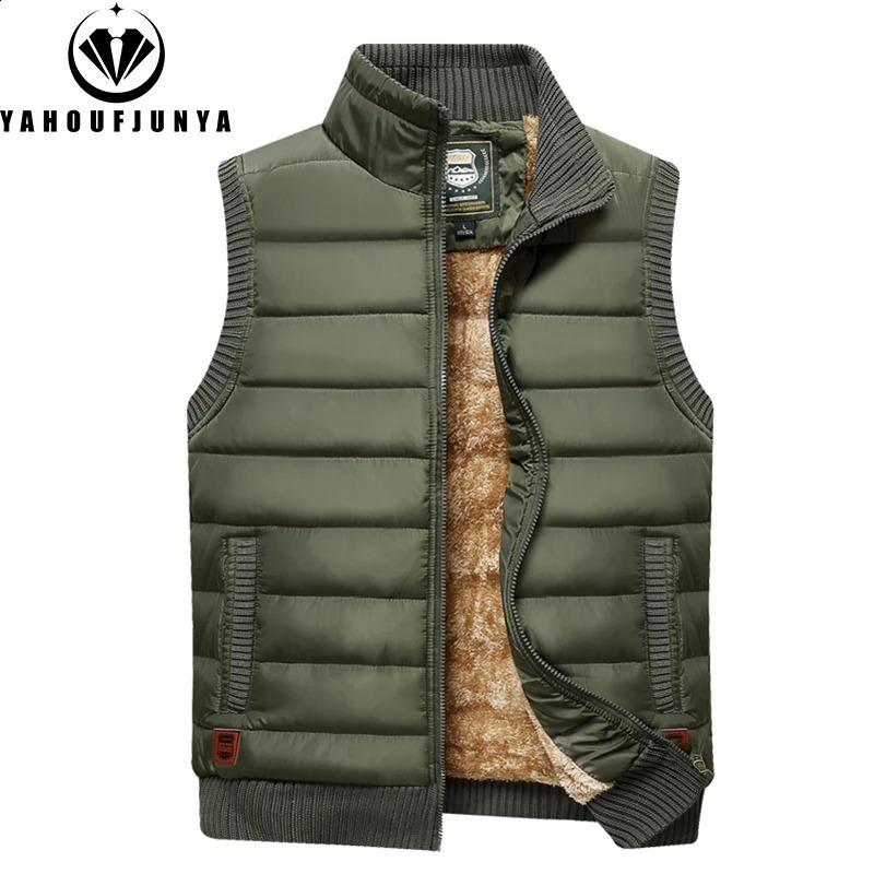 Men Winter Sleeveless Casual Warm Stand Collar Vest Autumn Solid Color Outdoors Windproof Fashion Style Male Coat 241021