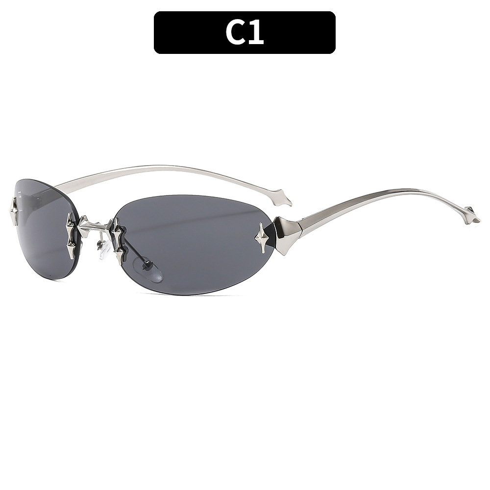 Millennium Hot Girl Wind Star Frameless Elliptical Trendy Sunglasses