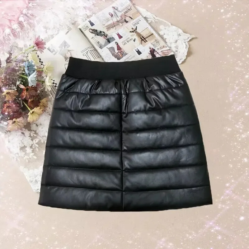 Sexy high waist PU leather skirt Autumn winter elegant zipper pocket short women angel y2k black mini 241019