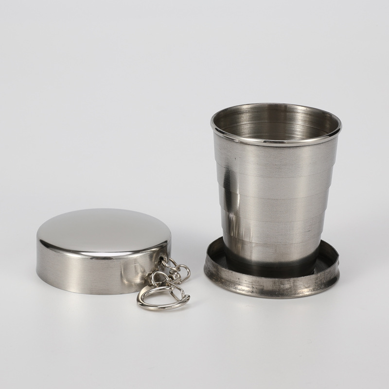 Supply outdoor portable portable water cup wholesale stainless steel folding telescopic travel small water cup camping cups