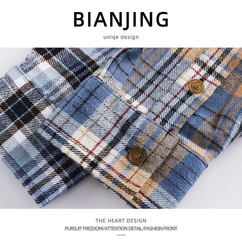 shanshi Men's shirts christmas Spring Autumn Color blocked Checkered Long sleeve for Men and Women High Street Trendy Brand Loose Casual Student 