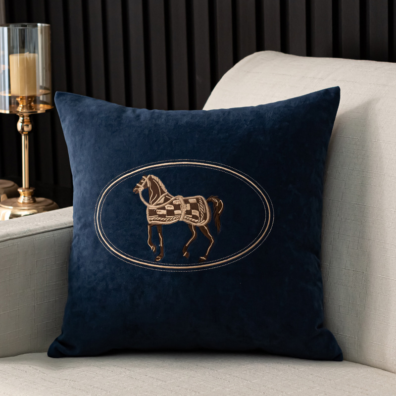 Pillow American Hand-embroidered Cover Horse Pattern Hug Pillowcase Sofa Home Office Living Room Car 45cm