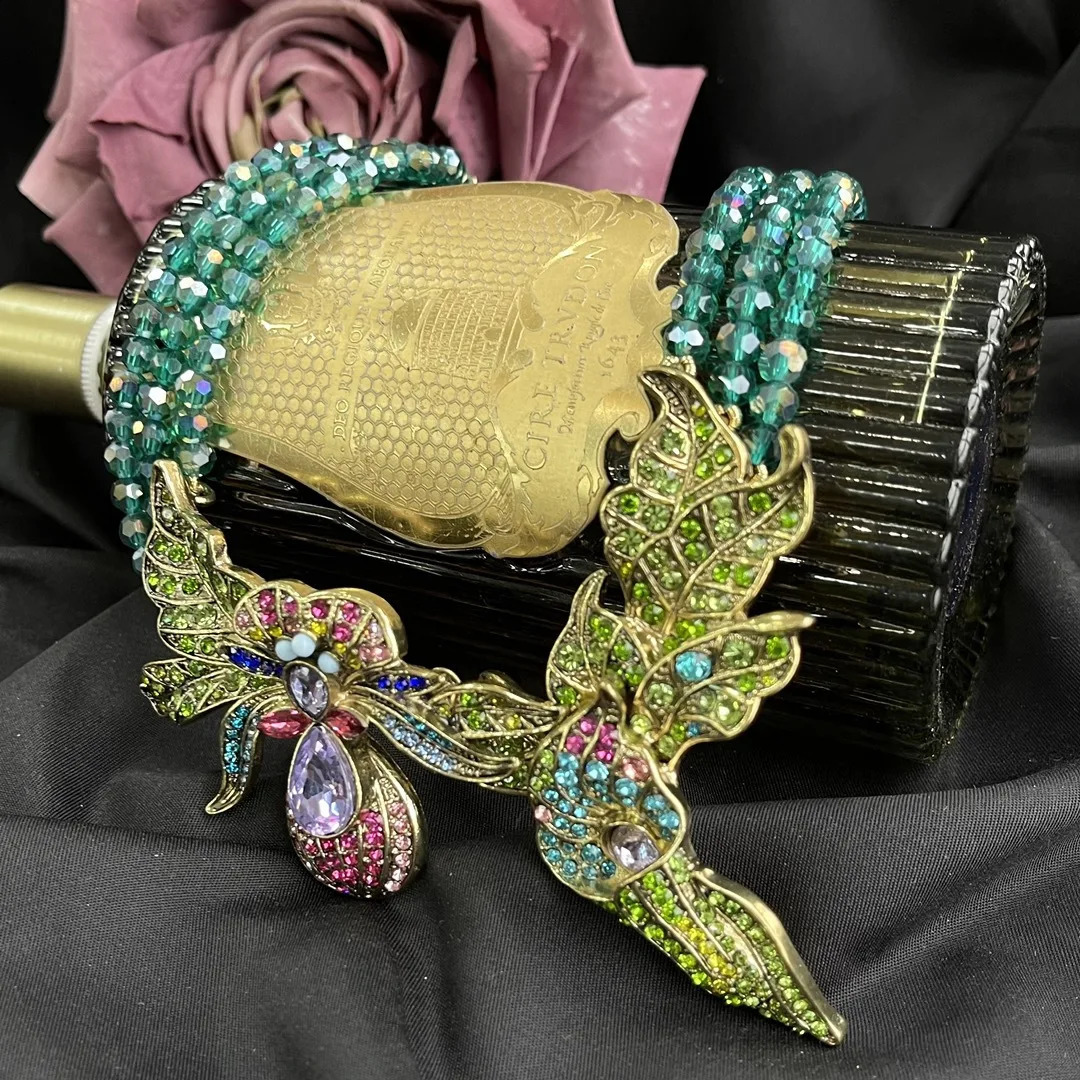 HD Fashion Trends Well-known s The Same Vintage Heavy Industry Inlaid Czech Diamonds Crystal Chain Flower Necklace 241009