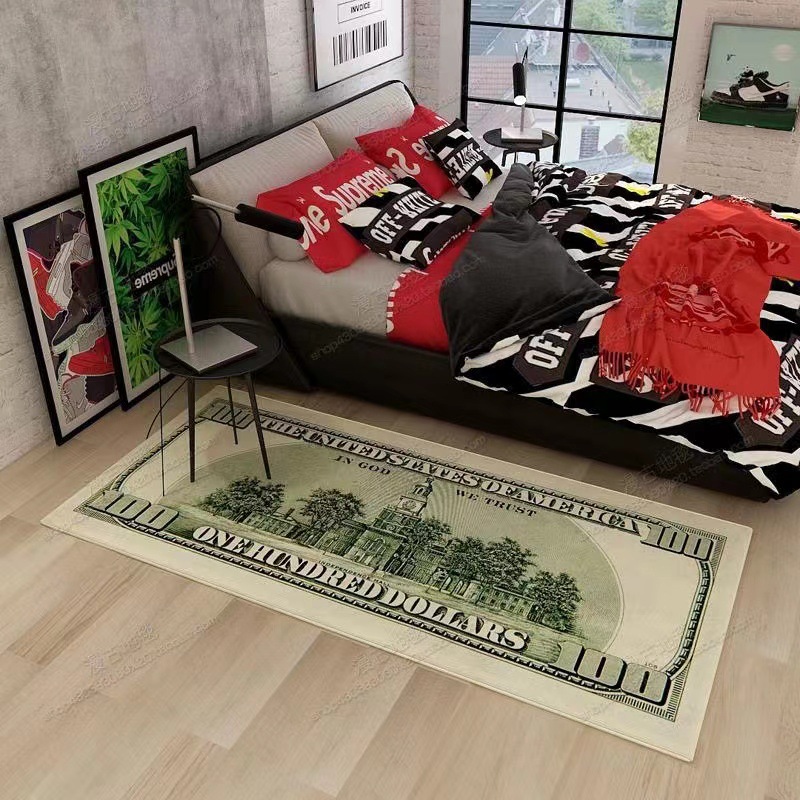 Carpets Crative Non-Slip Area Rug Modern Home Decor Carpet Runner Dollar Printed Carpet One Hundred Dollar 100 Bill Print