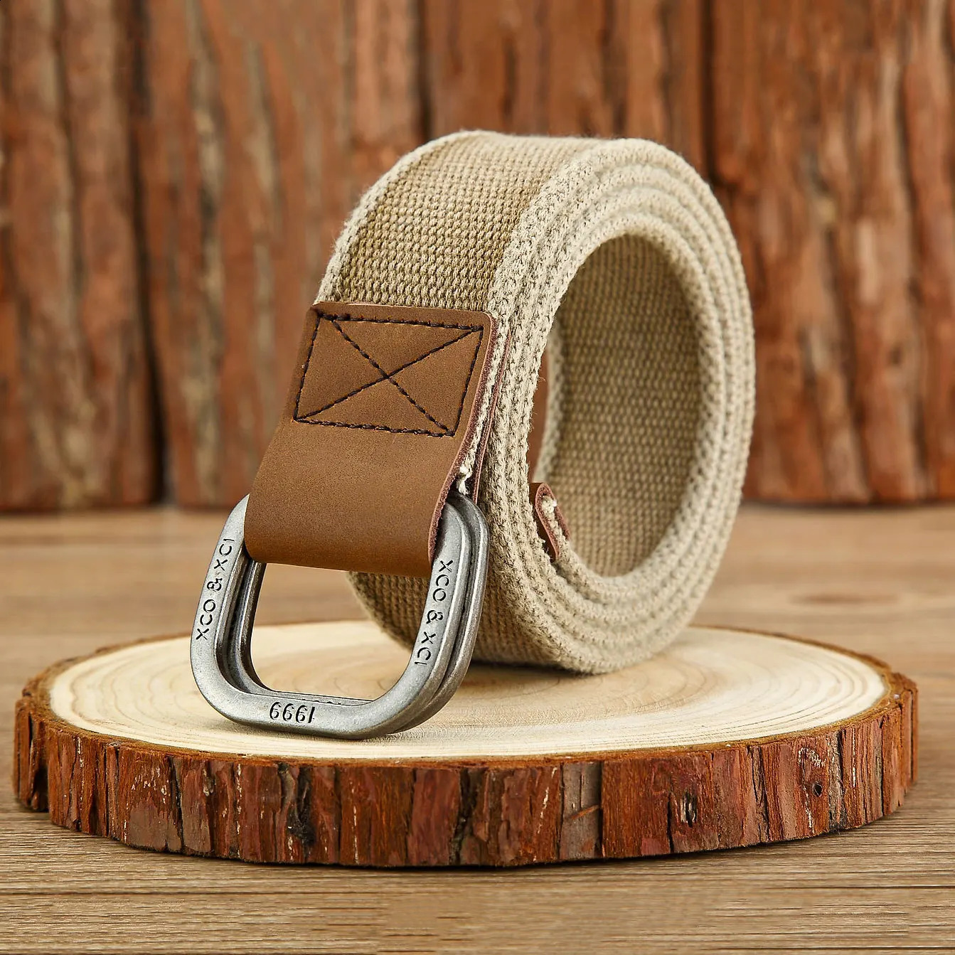 3.8cm Simple Double Ring Alloy Buckle Woven Canvas Cotton Mens Belt Retro Casual Decorative Belt For Men Wholesale 241024