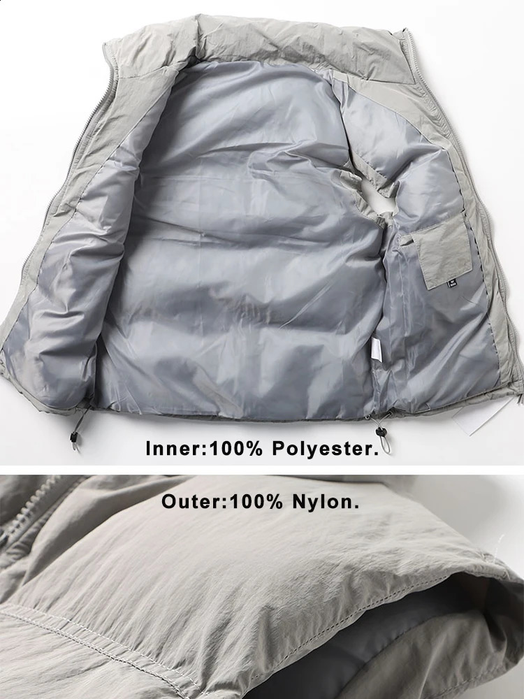 Winter Korean Mens Vests Stand Collar Zip Pockets SilkLike Cotton Padded Sleeveless Waistcoat Jacket Thick Thermal Gilet Coats 241021