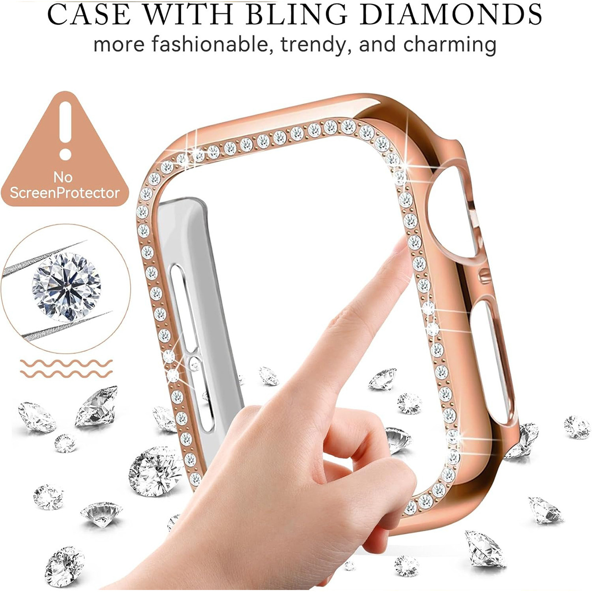 Luxury Bling Crystal Diamond Full Cover Protective Cases Jelly Candy Color Hard PC Bumper For Apple Watch iWatch S10 8 7 6 5 Ultra 38 40 41 42 44 45mm