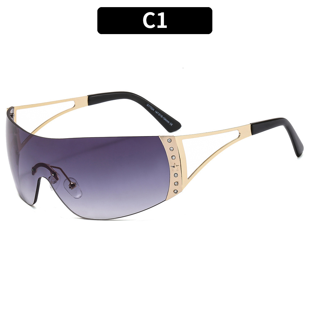 one-piece diamond inlaid millennium vintage spicy girl sunglasses, futuristic glasses