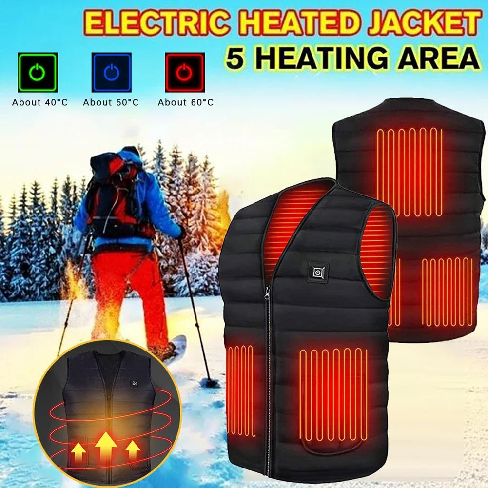 Unisex Heated Vest 9 Area Heating Thermal Jacket USB Electric Men Women Smart Headed Waistcoat for Outdoor Camping 241021