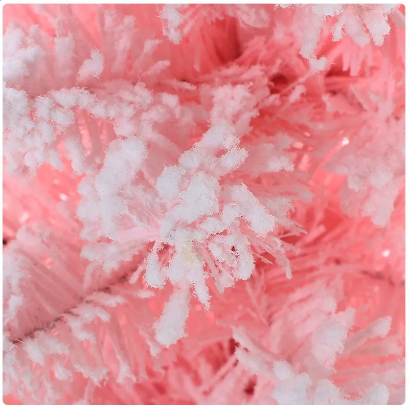 Artificial Christmas Tree 60CM Pink Desktop Flocking Christmas Tree with Lights Christmas Decoration Window Decoration Gift 241021