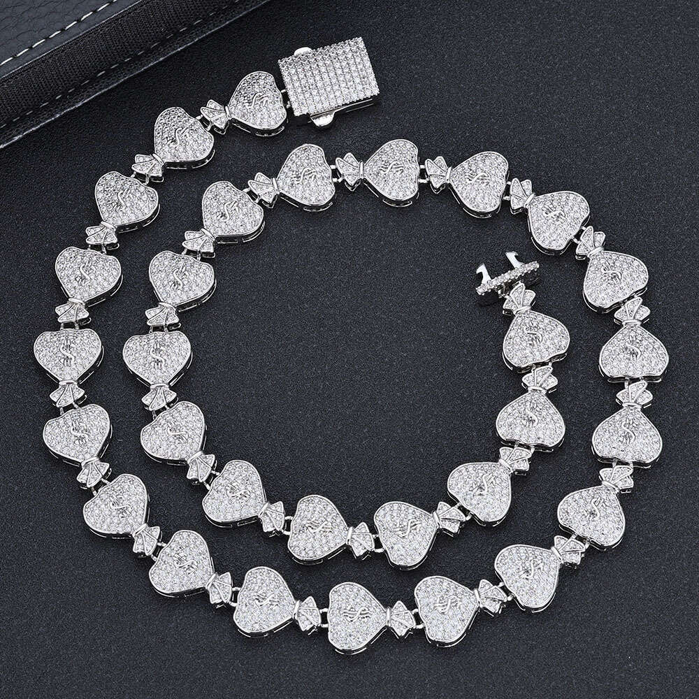 hip hop 15mm usd money bag cuban jewelry high grade men's necklace