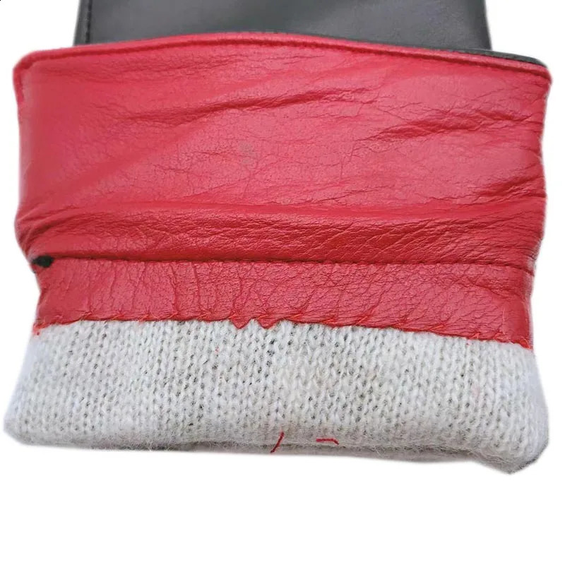 Gloves black sheepskin ladies mid-length genuine leather fashion winter gloves warm accessories ladies driving genuine 241024