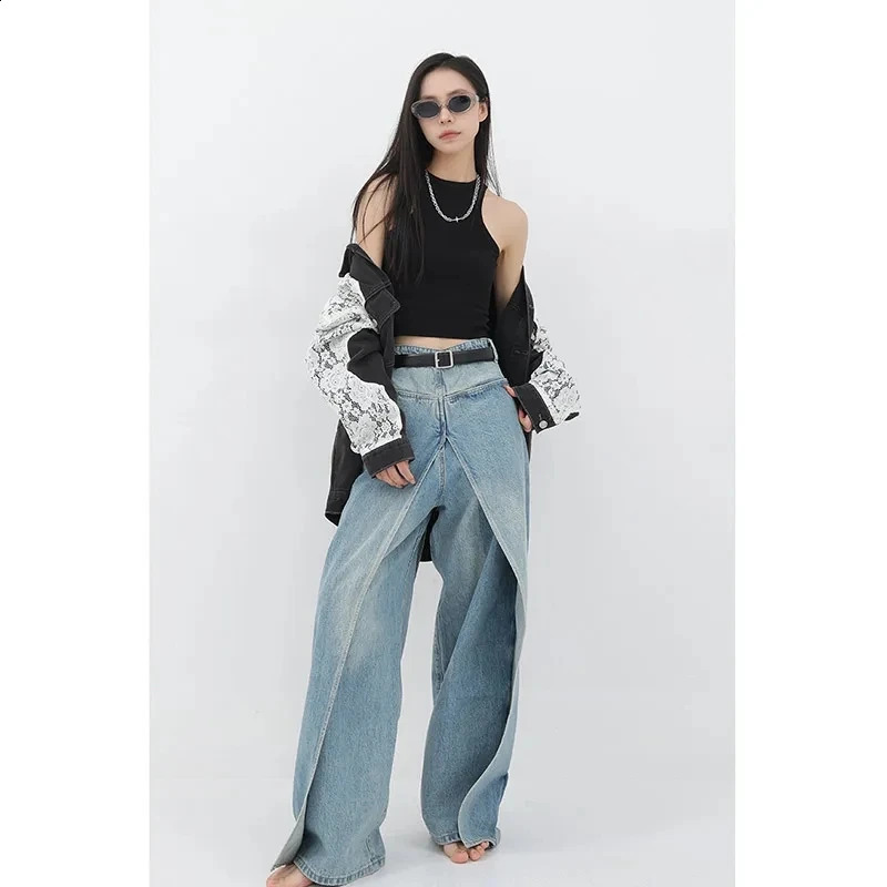 Women Blue Jeans Y2k Vintage High Waist Baggy Cowboy Pants Aesthetic Harajuku Denim Trousers 90s Trashy Emo 2000s Grunge Clothes 241010