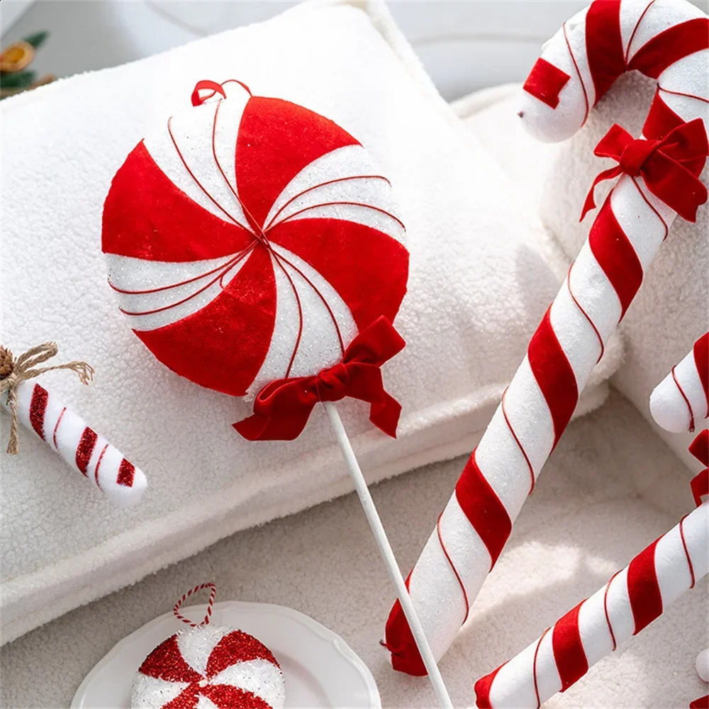 candy stic trees lollipop celebration activities white and red home party decorations Christmas gifts 241021