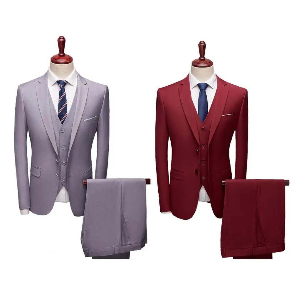 Great Men Suit Pockets Slim Fit Formal Separates 3 Piece Set Plus Size for Groom 241021