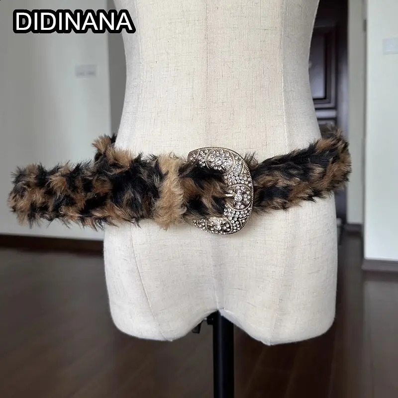 Women Y2K Girls Gothic bling horse hair Rivet Furry Belt Western Cowboy Waist Belts Ladies Hip hop steampunk Punk Waistband Gift 241024