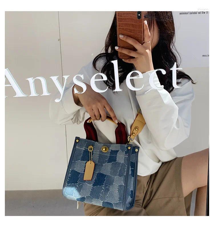 Drawstring Canvas Large Capacity Shoulder Crossbody New Bags Women's Fashion Retro Geometric Grid Travel Portable Storage Handbags