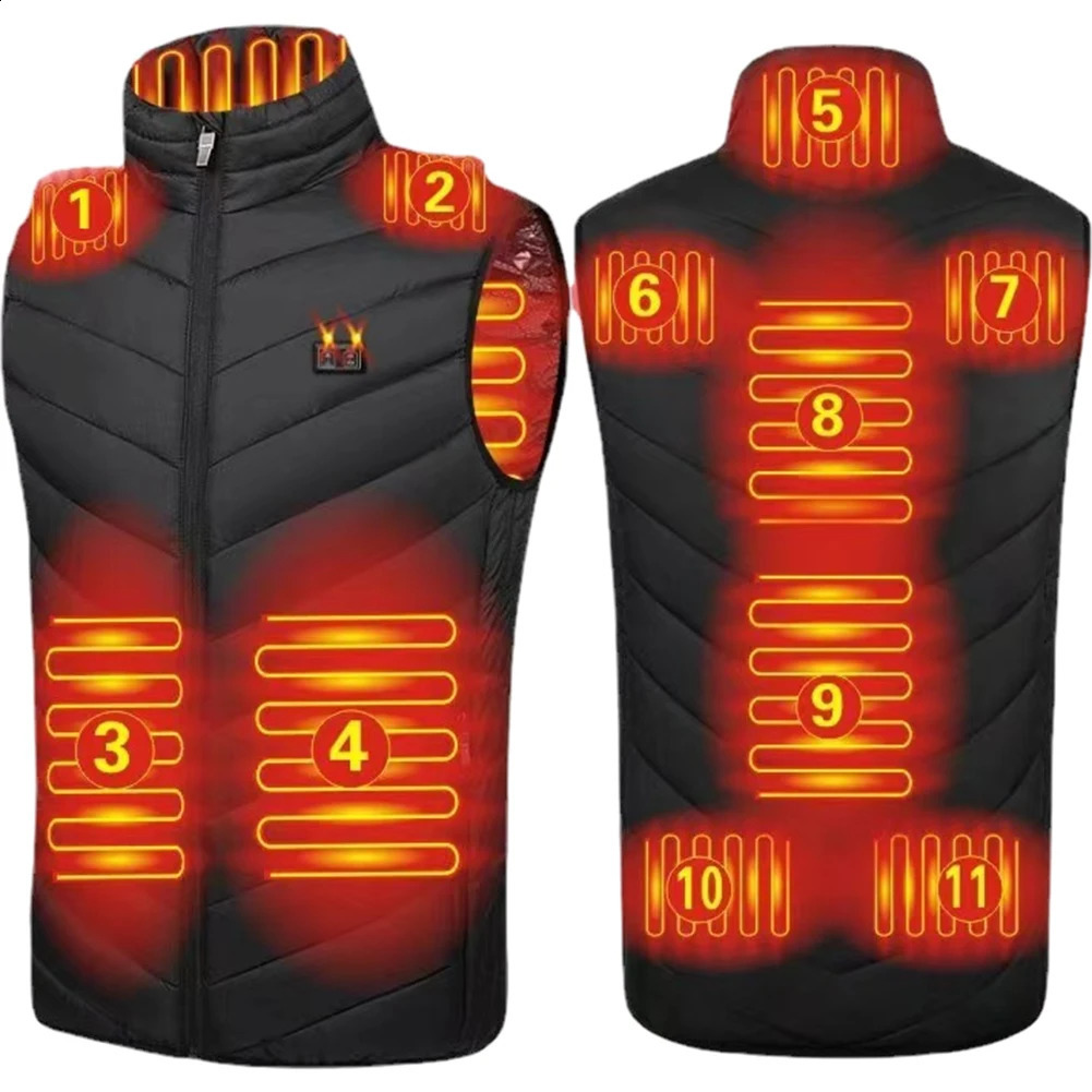 11 Areas Heated Vest Men Women Electric Heating Usb Jacket Bodywarmer Down Winter 241021