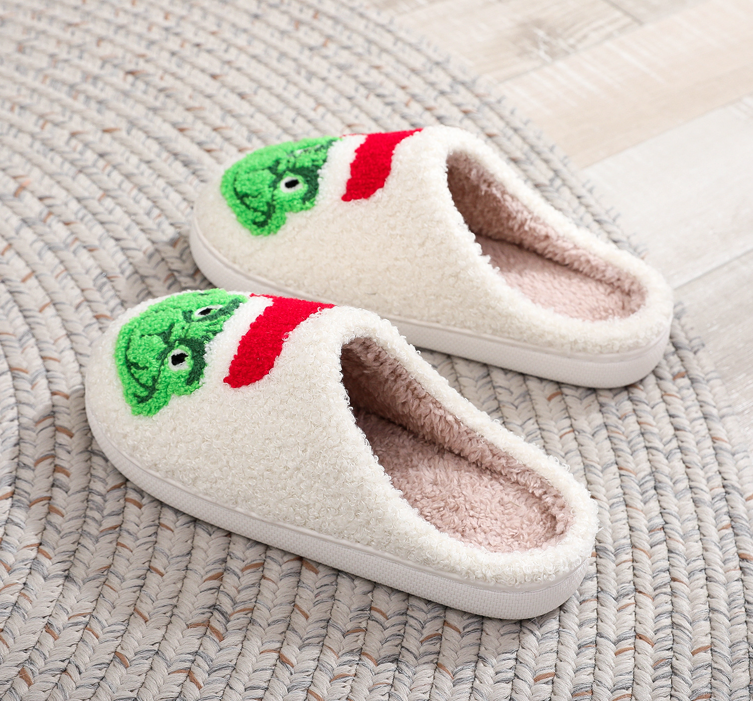2024 Christmas New Cotton for Men and Women's Home Winter Woolen Slippers 2 Pieces