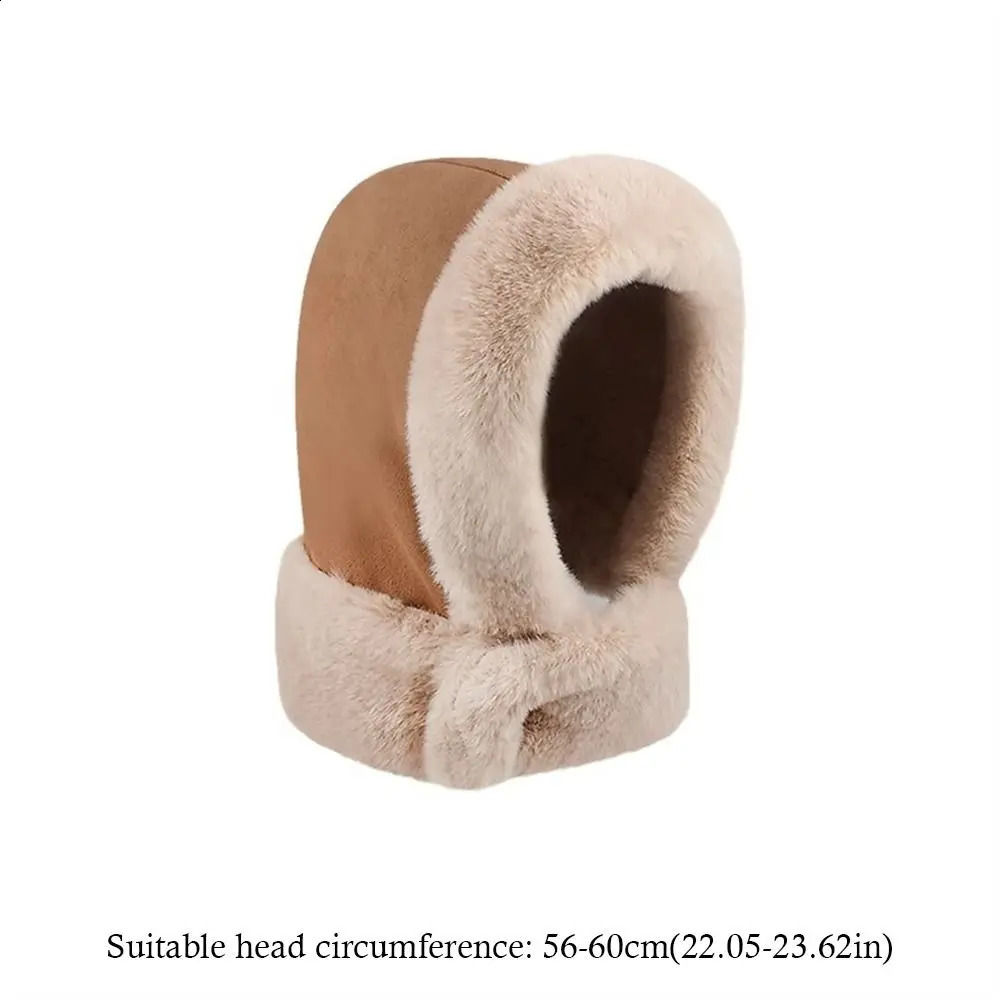 Casual Winter Warm Russia Hats Thickened Suede Plush Windproof Coldproof Lei Feng Cap Fluffy Neck Cover for Outdoor Cycling 241024