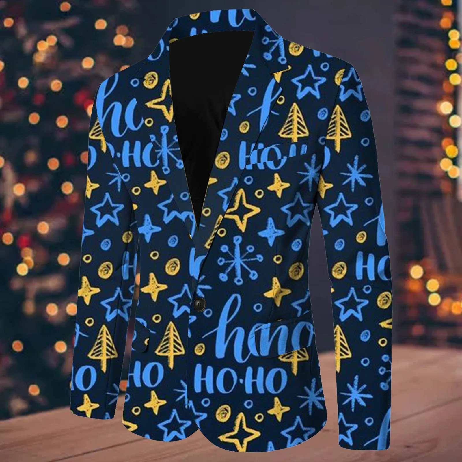 Mens Suit Jackets Christmas Printed Single Button Row Blazers Winter Casual Blazer Male Plus Size Fashion Coats For Party 241021