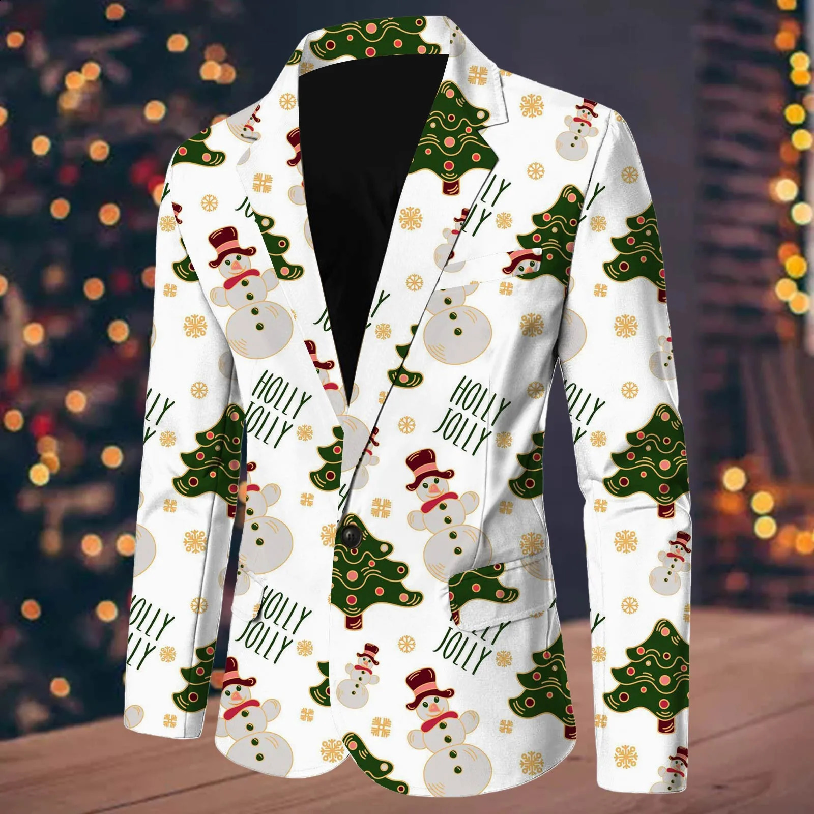 Mens Suit Jackets Christmas Printed Single Button Row Blazers Winter Casual Blazer Male Plus Size Fashion Coats For Party 241021