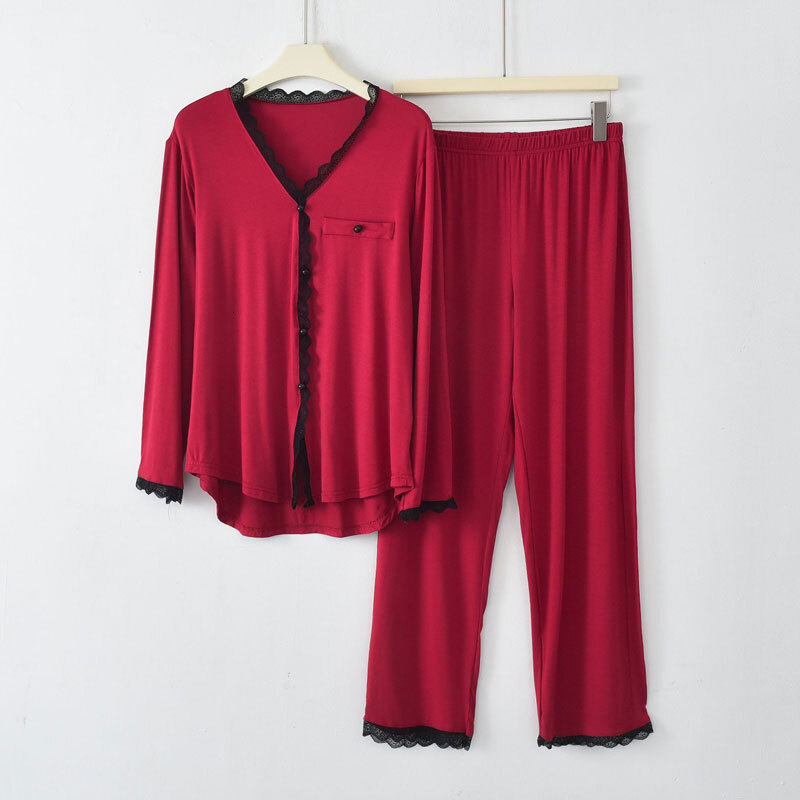 2025 New designer women s suit Pamas sleepwear long sleeved nine point pants set women fashion s spring and autumn casual cardigan wool sweater home w
