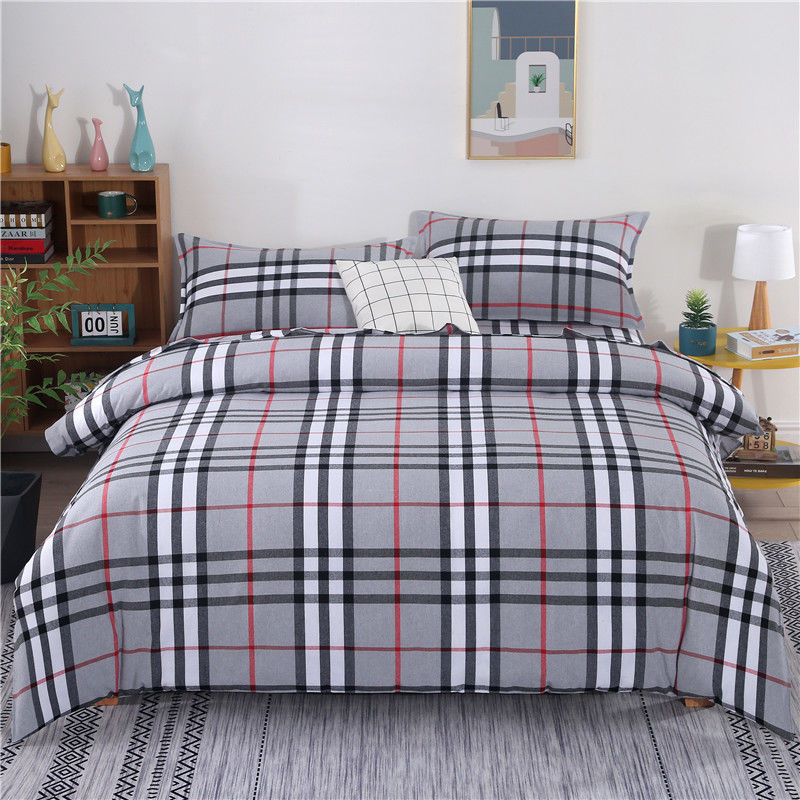 Plaid Duvet Cover Set Striped Pattern Decorative 3 Piece Bedding Set with 2 Pillow Shams Queen King Full Size Home Decor 240816