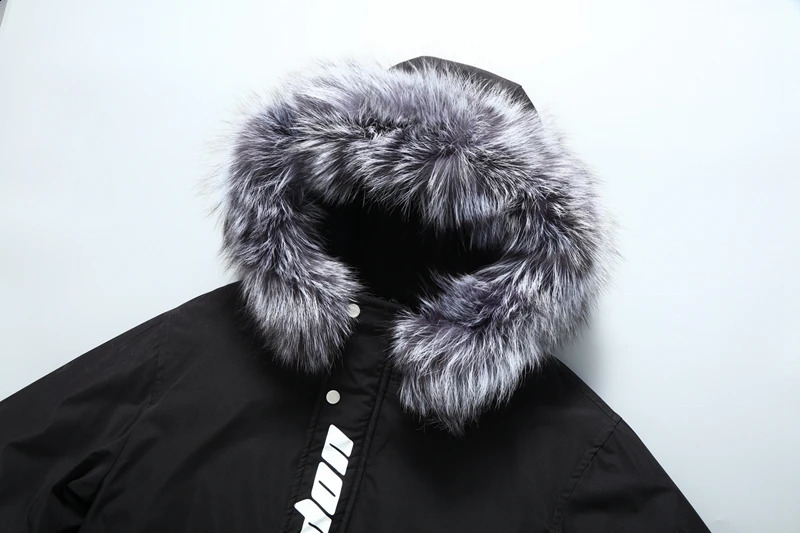 Fashionable long couple fox fur collar thick down jacket mens comfortable insulated winter warm jacket 241021
