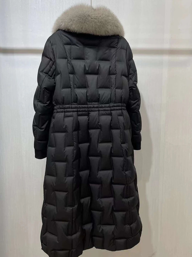 Mumaroho Autumn Winter Women Warm 90% White Duck Down Coat Fox Fur Parkas Jacket Feather Long Puffer For 241022