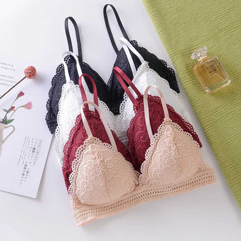 French Beautiful Back Bra WomenS Thin Lace Beautiful Back Bra No Steel Ring Sling Strap Small Chest Gather Up port BraX2410