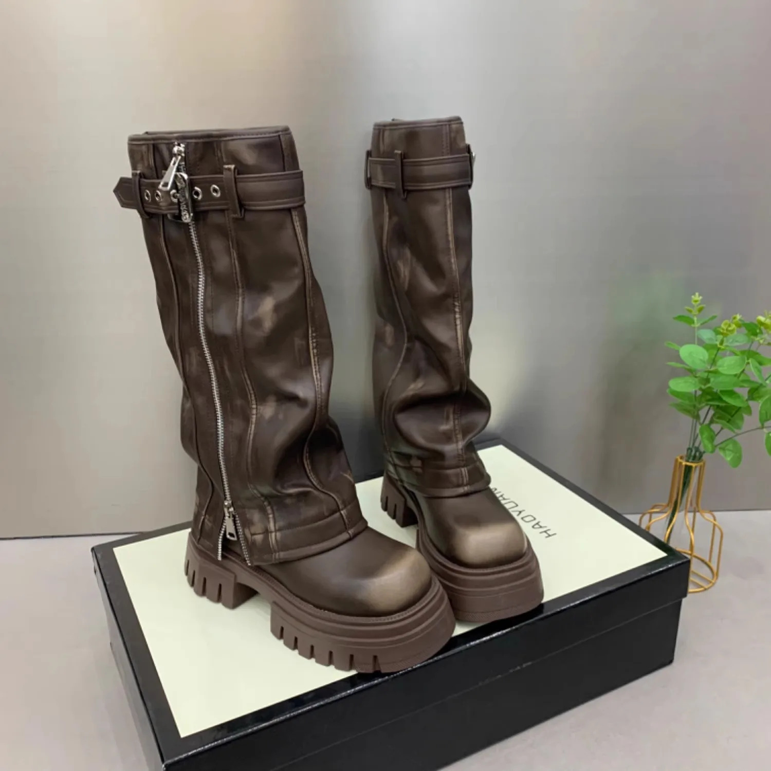 New NEW Autumn Winter Flats Heel Women Hot Long High Quality Leather Ladies Knight Casual Knee-High Boots