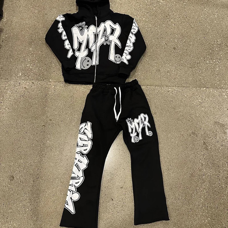 y2k Aesthetic Fashion Trendy Oversized 2000s hoodie clothing zip up hoodie hoodies sweatshirts men Women sweat-shirt set Emo 241010