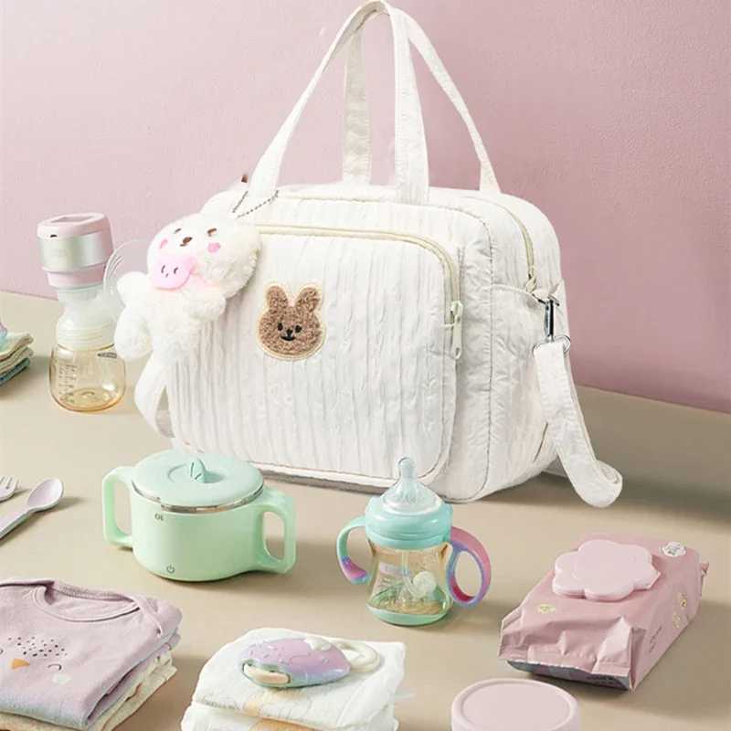 Baby Diaper Bags Maternity Mommy Bag Portable Multi-function Large Capacity Quilted Mom Travel Tote Bottle Storage with PendantC250326