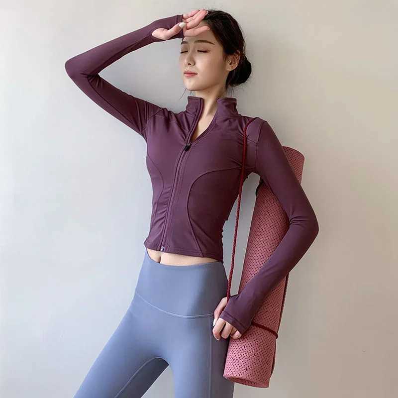 Yoga crop top womens spring and summer new sports jacket top cardigan zipper running top Lakotivo Mujer Kamisetas W250326