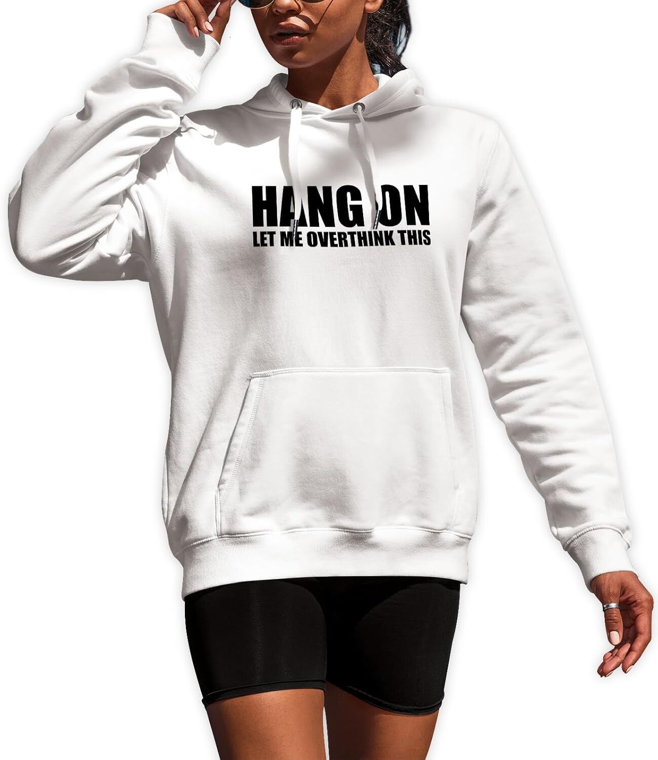 Hoodie for Mens Womens Hang on. Let me overthink this hoodie Funny Men Sarcasm Joke Sarcastic Unisex Design Long Sleeve Sweatshirt hooded Graphic