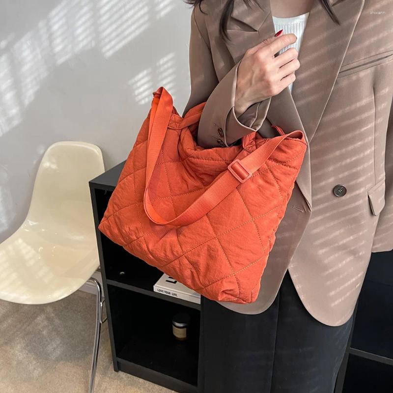 Totes Quilted Cotton Women Shoulder Messenger Large Capacity Rhombus Pattern Solid Color Vintage For Office Work Travel zhanyishengli