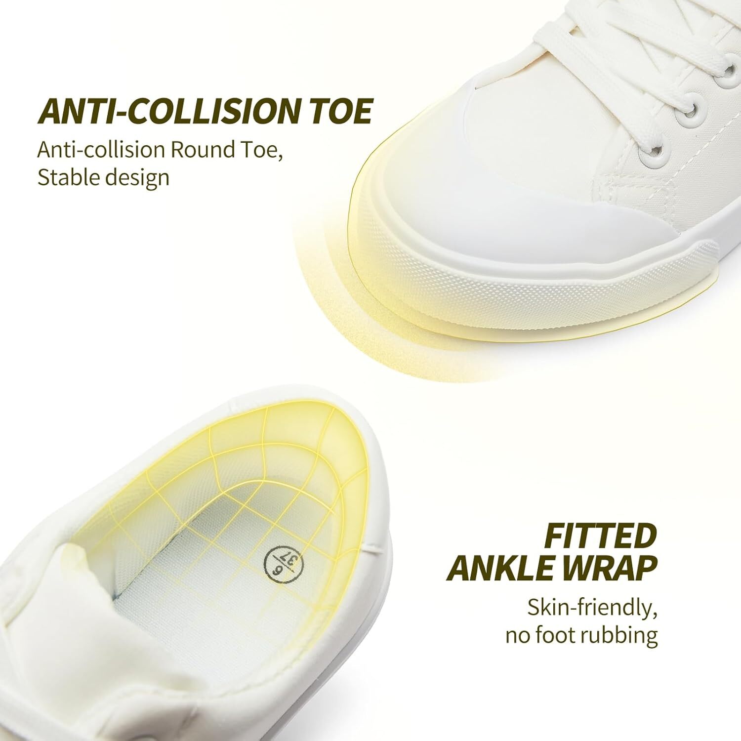 IMPCRUTE Women S Canvas Shoes Low Cut Sneakers Lace Up White Tennis Casual Walking