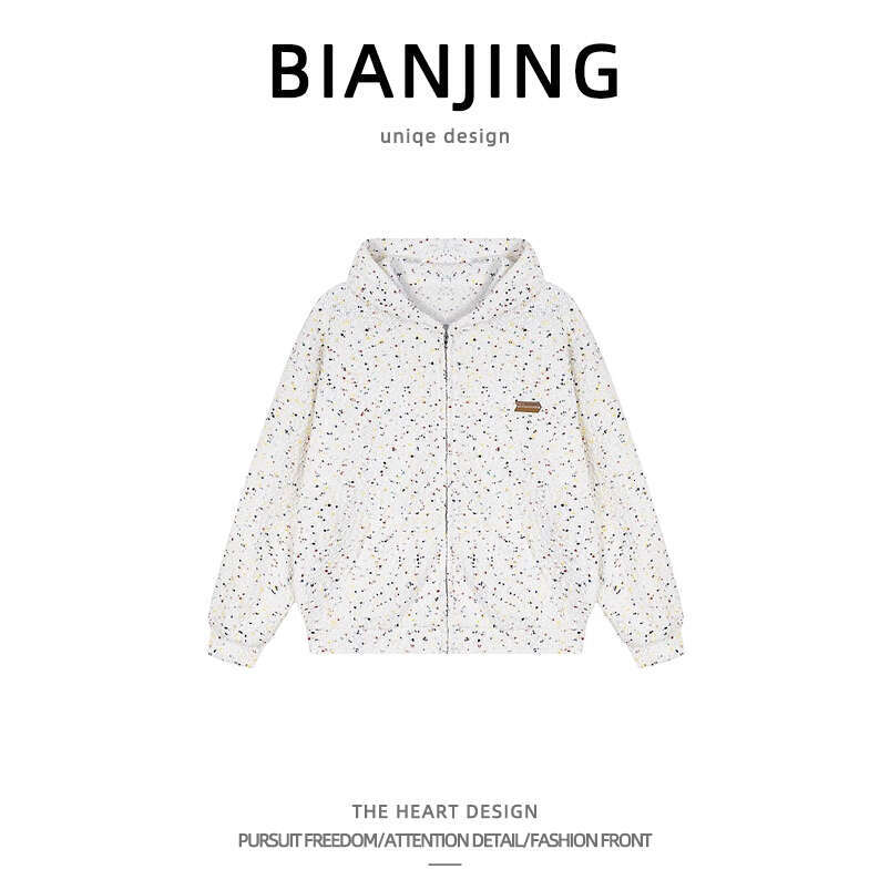 shanshi men hoodie christmas American style color dot cardigan hooded sweatshirt men's hoodie women's hoodie trendy brand loose couple casua