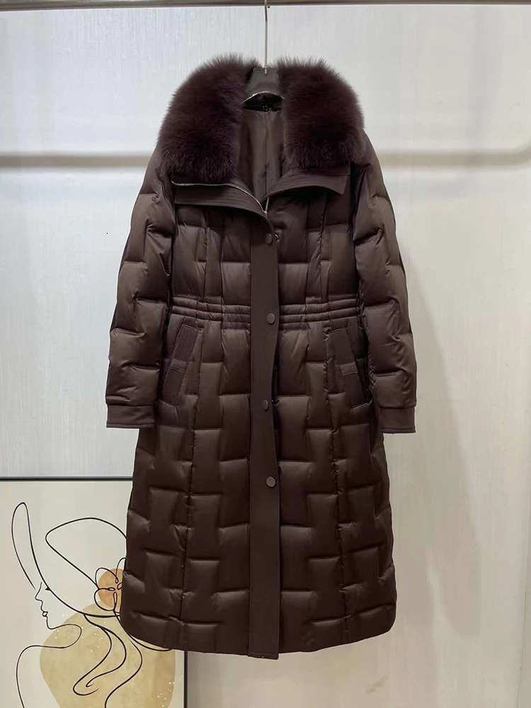 Mumaroho Autumn Winter Women Warm 90% White Duck Down Coat Fox Fur Parkas Jacket Feather Long Puffer For 241022