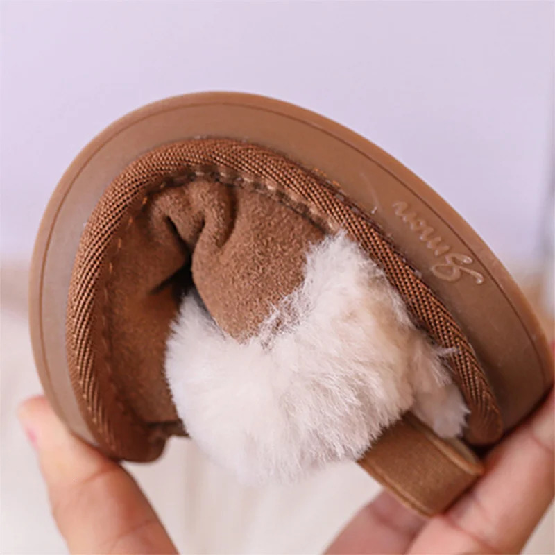 Winter Baby Shoes Leather Warm Plush Toddler Kids Slipper Shoes Rubber Non-slip indoor Fashion Little Girls Slipper 241022