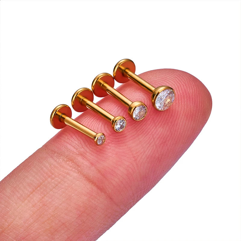 25Pcs ASTM 36 34mm Heart CZ Labret Stud 16G Tragus Helix Cartilage Conch Flatback Earlobe Piercing Body Jewelry 241021