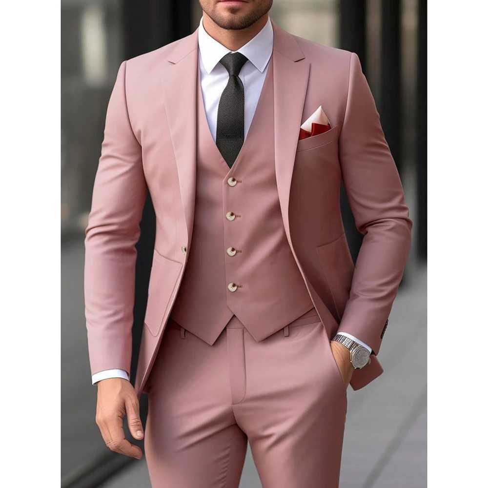 Elegant Dusty Men Suits For Wedding 2024 Single Breasted Slim Fit Male Clothing High QuALIty 3 Piece Jacket Pants Vest 2024 LX241022