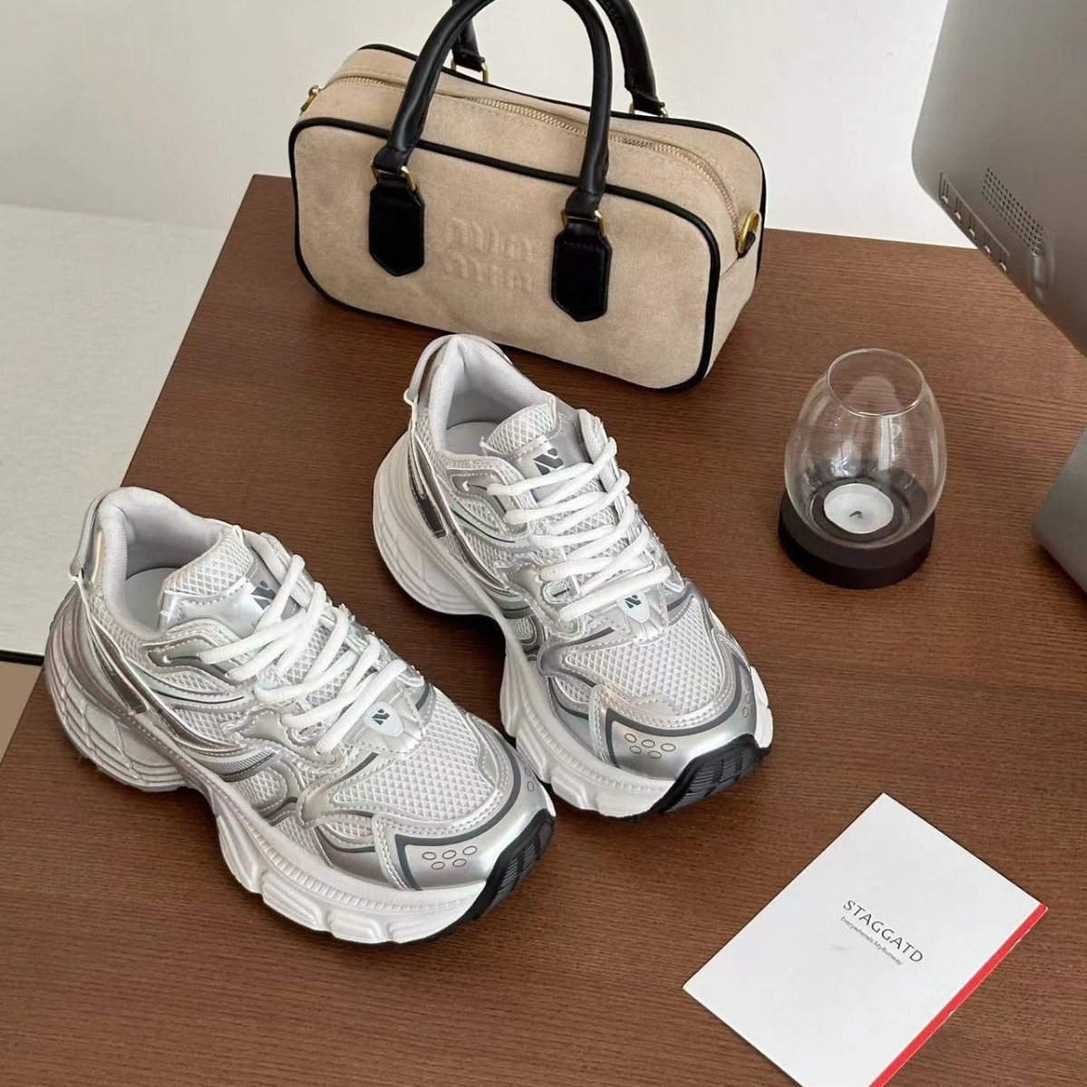Daddy Female Ins Tide Outdoor Spring And Summer Thick Bottom Sneakers Mesh Designer Sier White Casual Shoes Size 35-40 With BOX
