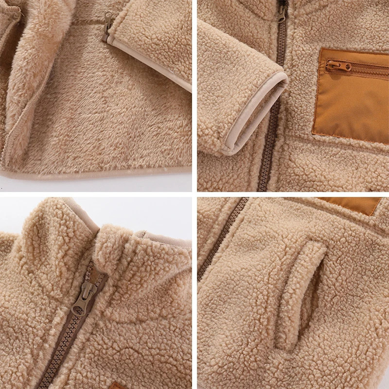 1 2 3 4 5 6 7 Years Boys Jacket Autumn Winter Warm Fleece Baby Coats Fashion Zipper Childrens Outerwear Plush Kids Clothes 241022